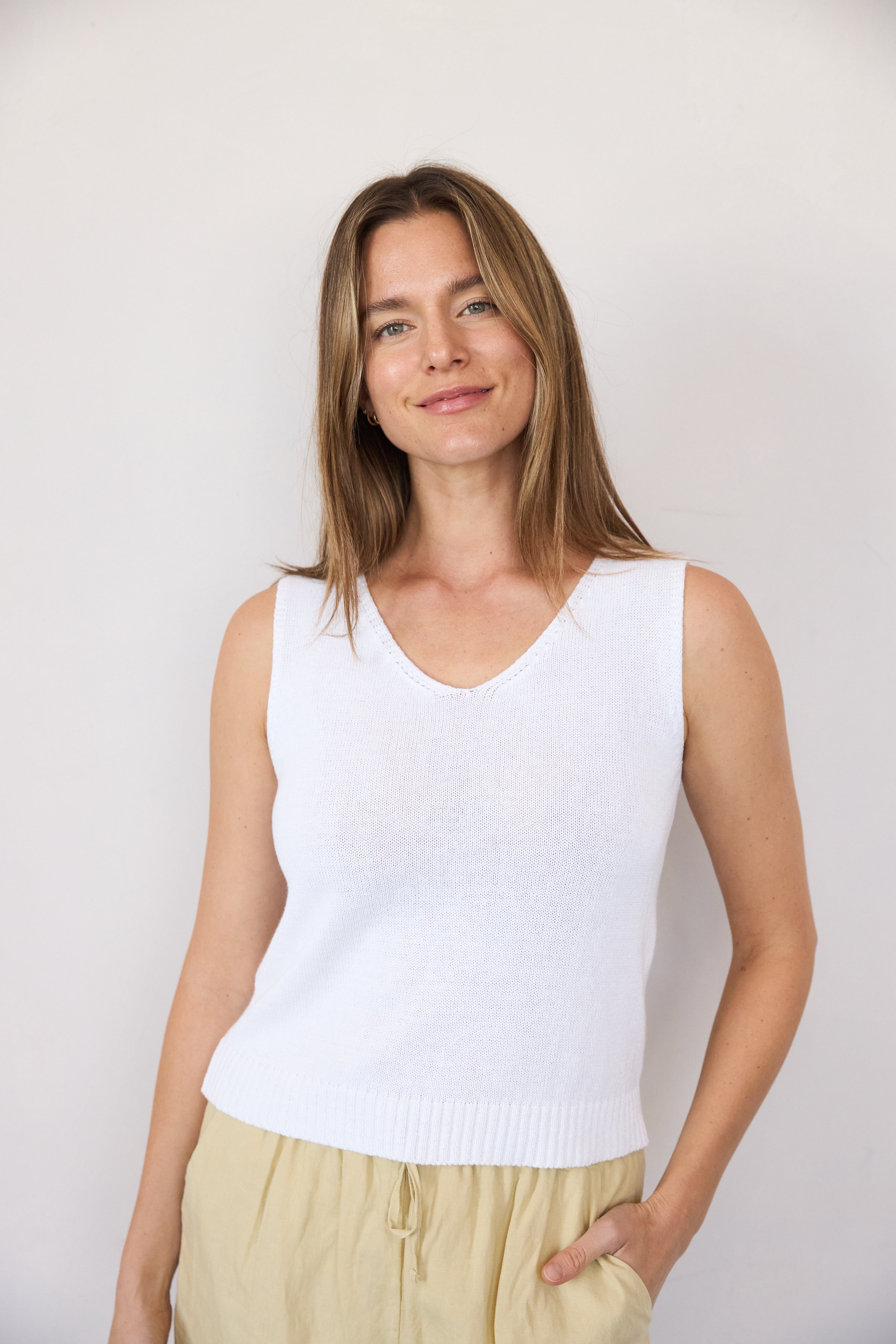 Pull Sans Manches Lord & Taylor - Col V Bordeaux - Taille M Femme - 100% Coton - Occasion Très Bon état