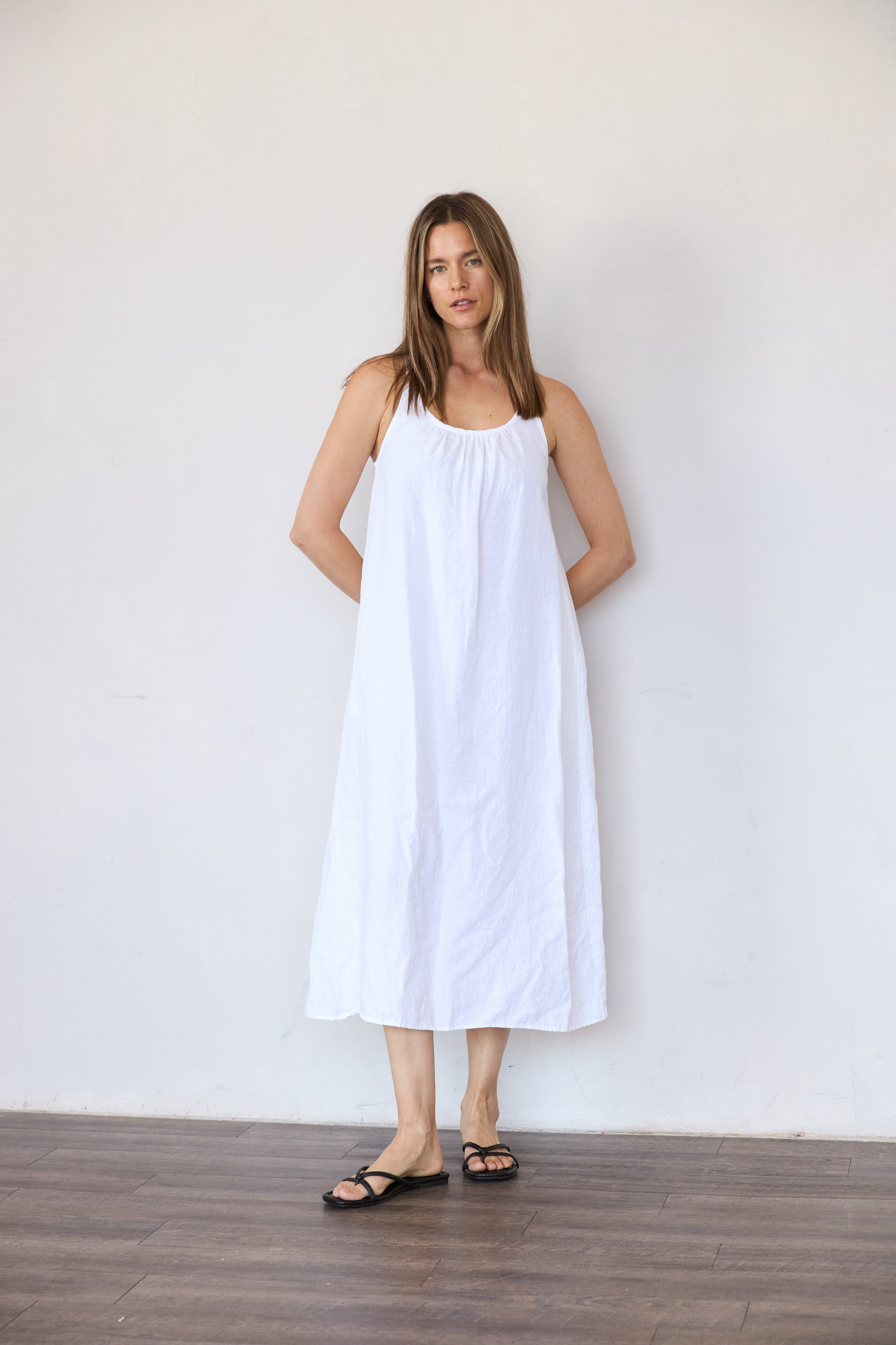 brown linen halter dress Sutton Mini Dress in Brown Linen main image 1