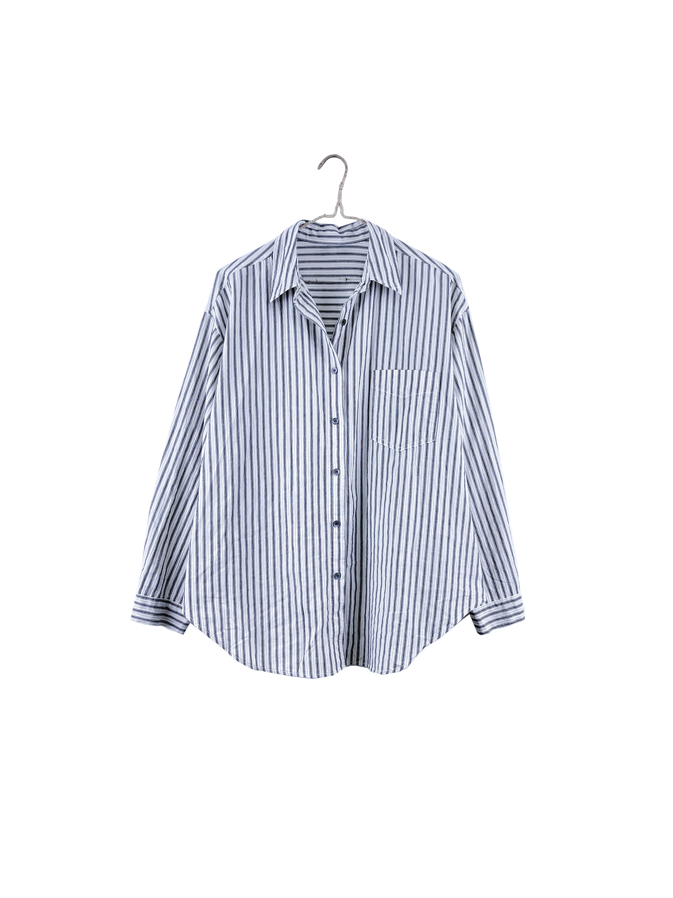épine - Eé button check big shirt Cotton Express Orange white Striped button down shirt Misses