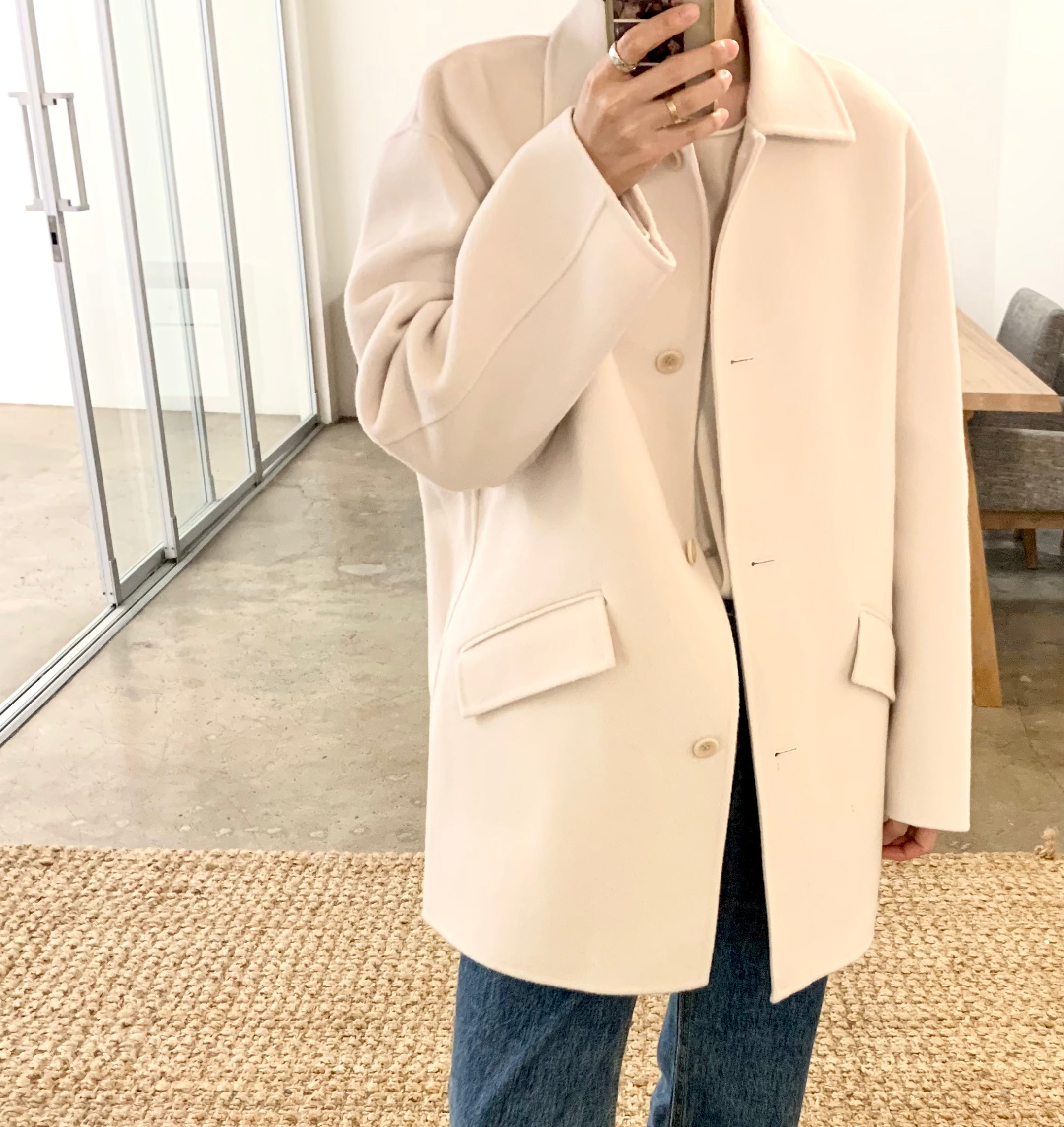 ジャケット・アウター handmade wool middle coat Handmade wool-blend midi coat brown woman| Yerse