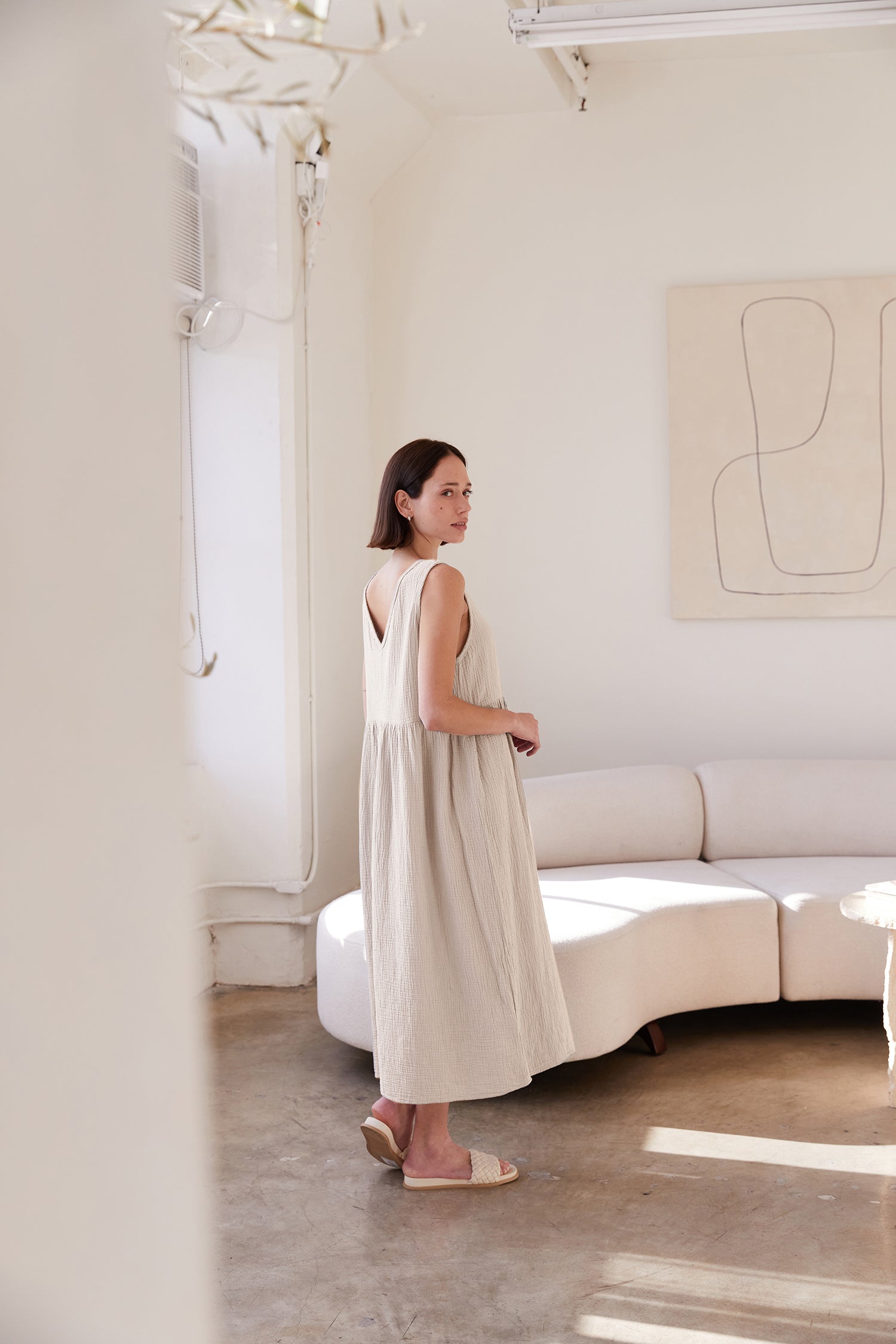 organic cotton gauze dress Organic Cotton Gauze Striped Dress