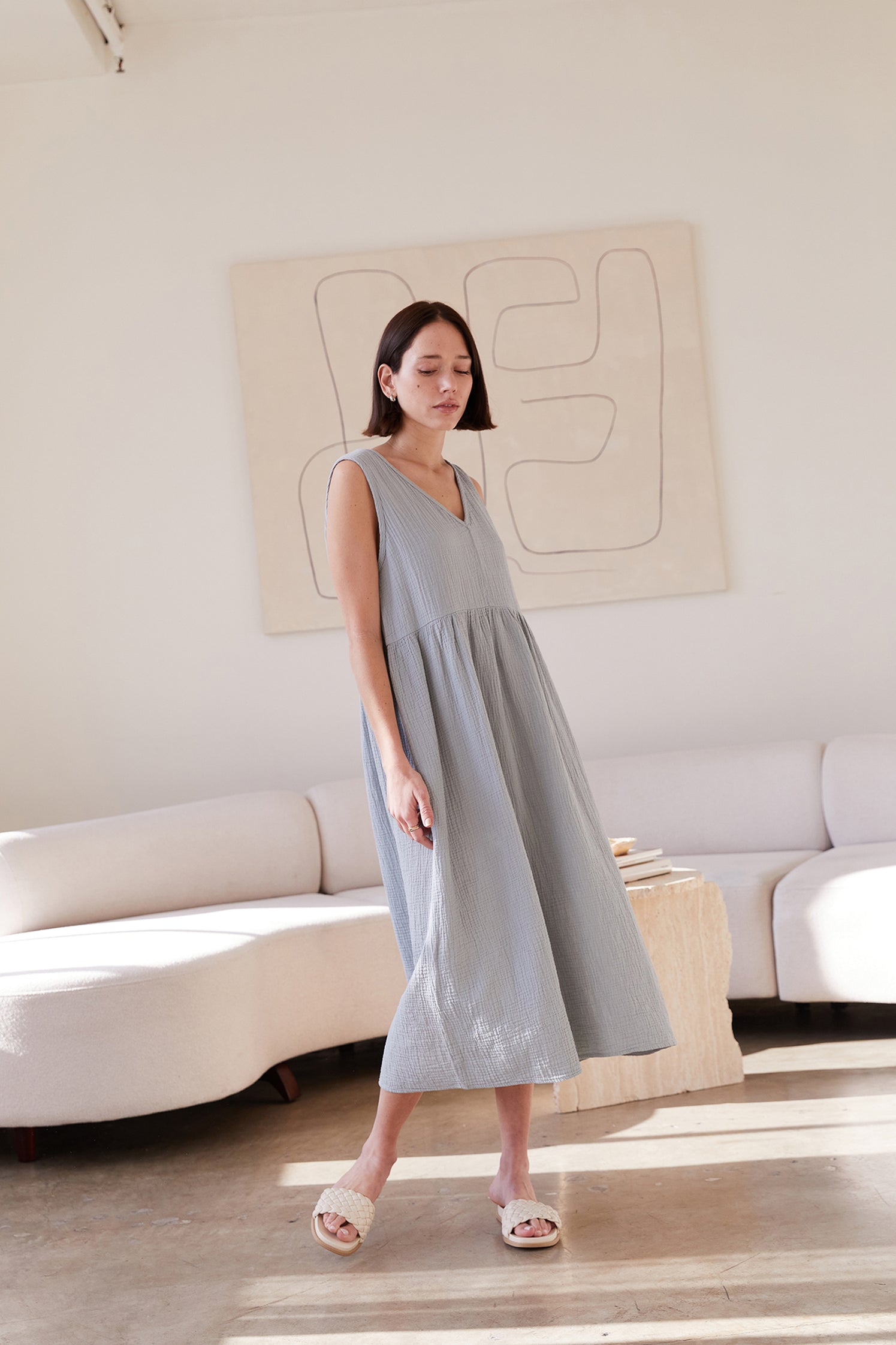 Organic Reversible Gauze Dress Natural / Lot 2 / X-Large