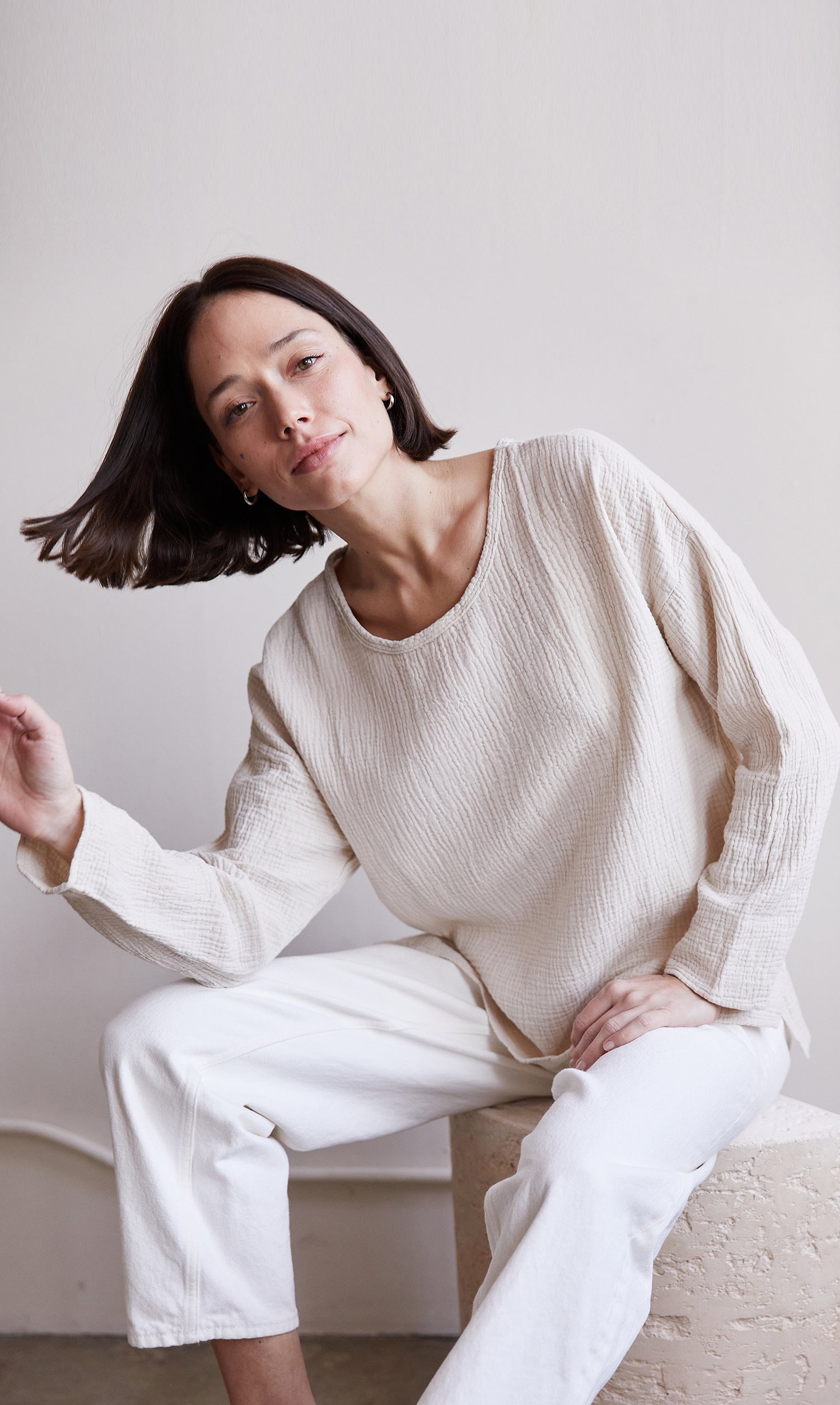 Organic Long Sleeve Gauze Top– It is well L.A.
