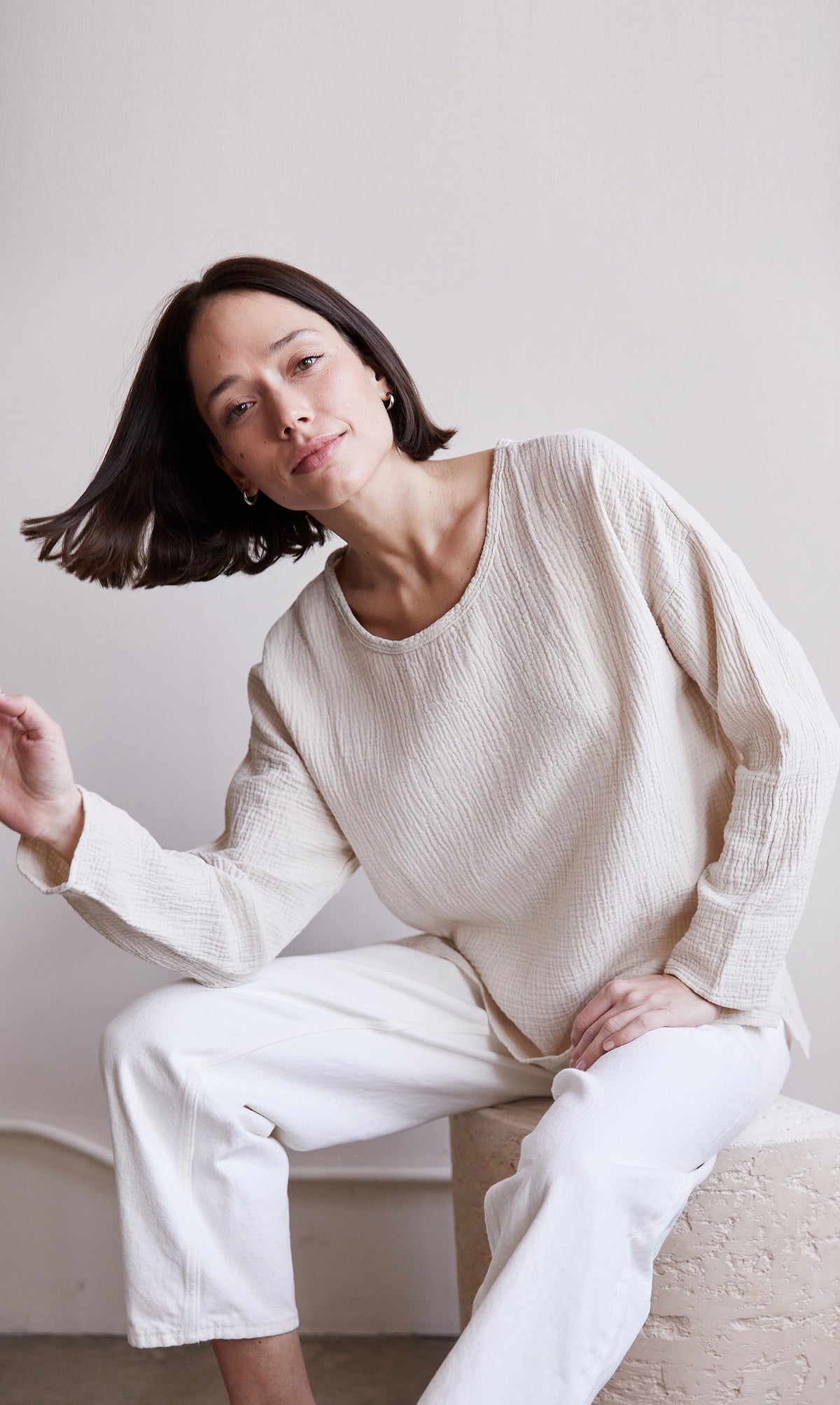 Organic Long Sleeve Gauze Top– It is well L.A.